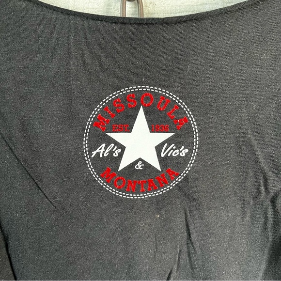 Vintage Al’s and Vic’s Bar in Missoula Montana T Shirt All Star Black White Top - Picture 9 of 12